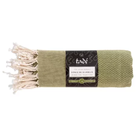 LINGE DE HAMMAM 180x100 EN COTON BIO - VERT LAURIER