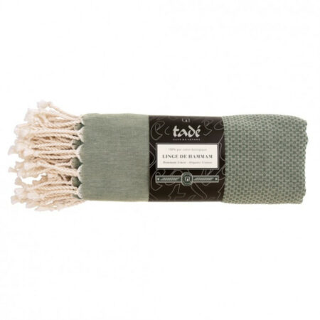 LINGE DE HAMMAM 180x100 EN COTON BIO - VERT OLIVE
