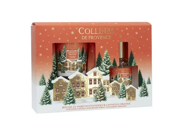 COFFRET BOUGIE 75GR + PARFUM D'INTERIEUR CANNELLE ORANGE 50ML